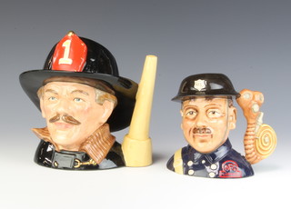 A Royal Doulton character jug - The Fireman D6697 designed by Jerry D Griffith  modelled by Robert Tabbenor boxed 18cm, a ditto Fireman Royal Doulton International Collectors Club D7215 13cm boxed 
