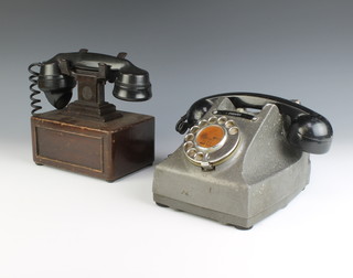 A Dictograph telephone (base missing) and a Tel flameproof telephone
