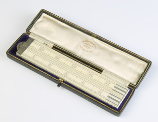 A 24" ivory and polished steel mounted gauge contained in a leather presentation box marked W Geoffrey & Company Jewellers and Opticians 51 Strand WC 
