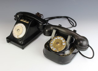A bell telephone, the base marked RTT 56 B together with a French black Bakelite dial telephone with mother-in-law earpiece 
