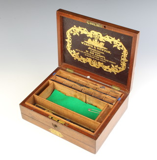 A Victorian Windsor and Newton artist's mahogany paint box with hinged lid, the interior marked Newton Windsor Manufacturers by Appointment To Her Majesty The Queen and to His Late Royal Highness The Prince Consort 38 Rathbone Place, London 8cm x 24cm x 18cm 