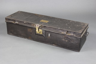 A 19th/20th Century rectangular metal and brass uniform trunk, the lid marked Lieutenant Colonel G Wingfield Statford Royal Engineers 25cm h x 110cm w x 34cm d NB Brigadier General Cyril Vernon Wingfield Statford CB.GCMG 1853-1939, soldier and sportsman, played in the 1875 rescheduled FA Cup Final
