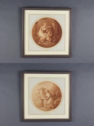 Bartolozzi, a pair of circular prints of classical scenes 29cm