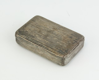 A 19th Century silver rectangular snuff box with ribbed decoration, 6cm x 4cm x 1.5cm