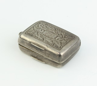A William IV silver vinaigrette of simple form Birmingham 1833 2cm x 1.5cm x 0.5cm 