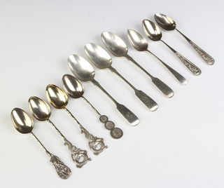 Five Chinese silver teaspoons and 5 others 160 grams 