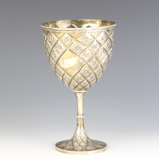 A Victorian repousse silver cup with floral motifs London 1862, by James Beebe, 239 grams