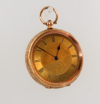 A lady's 14ct yellow gold fob watch with champagne dial 