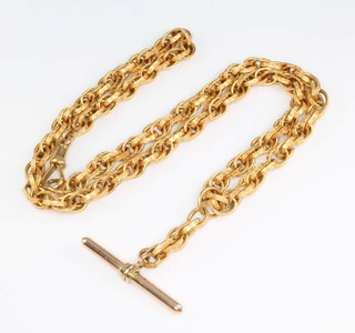 A 9ct yellow gold fancy link Albert with T bar, 18.1 grams