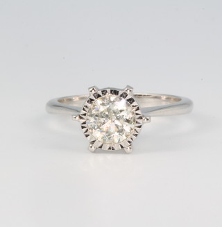An 18ct white gold single stone brilliant cut diamond ring 1.01ct, colour L, clarity I1, size L 1/2 with certificate