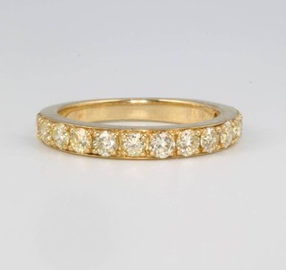 A 9ct yellow gold diamond half eternity ring approx. 0.95ct, size L 1/2