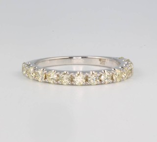 A 9ct white gold 3/4 diamond eternity ring approx. 0.77ct, size L 1/2