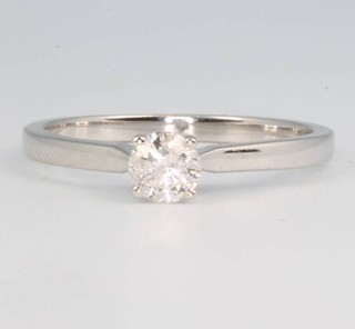 A 9ct white gold single stone brilliant cut diamond ring approx. 0.35ct, size N 