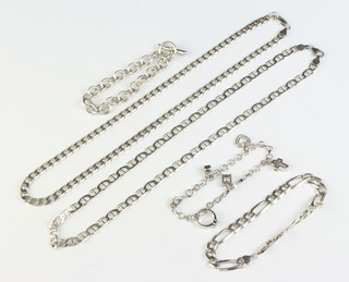 A silver necklace and minor silver jewellery 108 grams 