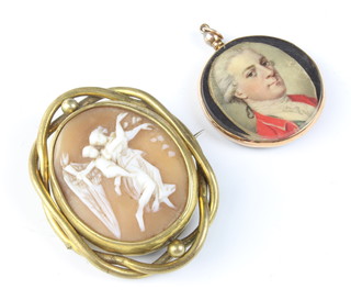A Victorian gilt cameo brooch and a pendant 