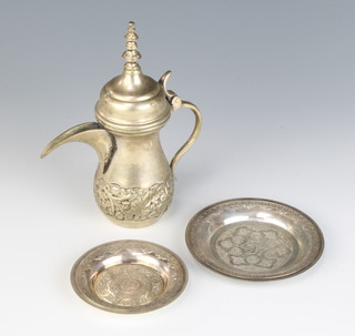 A Continental silver dish and 2 other items