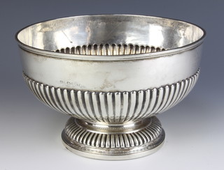 Paul Storr, a George III silver demi-fluted bowl with presentation inscription and armorial, London 1813, 626 grams