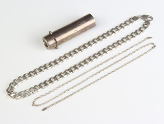 A silver flat link necklace, 1 other and a silver cigarette lighter mount 