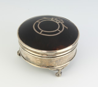 A silver and tortoiseshell pique trinket box Birmingham 1914 17.5cm 