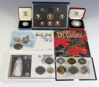 Two silver proof commemorative crowns and minor coins 