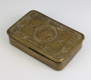A Queen Mary Christmas 1914 chocolate tin together with an original bullet pencil and reproduction chocolates and cigarettes