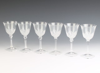 A set of 6 Art Deco style frosted glass wines 15cm 