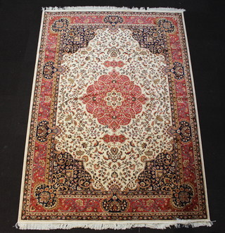 A red and tan ground Keshan style Belgium cotton carpet 280cm x 200cm  