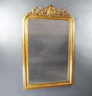 A French 19th Century arch shaped plate wall mirror contained in a gilt lustre frame 137cm h x 37cm 