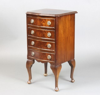 A Georgian style mahogany chest of serpentine outline, fitted 4 long drawers, raised on cabriole supports 72cm h x 40cm w x 36cm d
