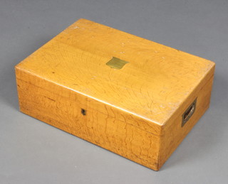 A light oak canteen box with brass countersunk handles 16cm x 47cm x 33cm  