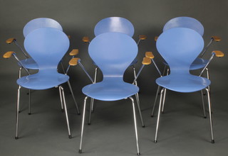 After Arne Jacobsen, a set of mid 20th Century 6 Series Seven armchairs by Phoenix 