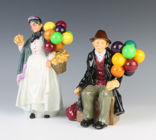 Two Royal Doulton figures - The Balloon Man HN1954 18cm and Biddy Pennyfarthing HN1843 22cm 

