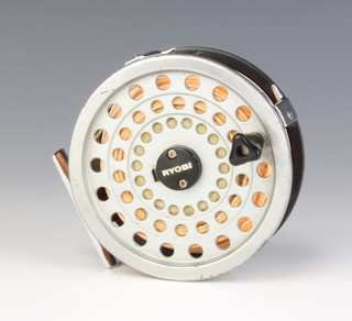 A Rayobi salmon fishing reel complete with pouch