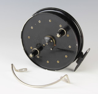 An Alcock 4 1/2" centre pin "The Match" fishing reel boxed