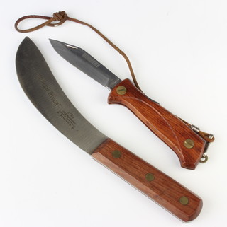 Joseph Rogers, a Green River skinning knife with 15cm blade together with a Swedish Eka Herbert rock knife with 9cm blade and wooden grip