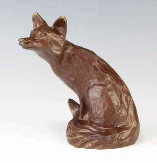 Michael Stacy?, a bronze figure of a seated fox 14cm, signed to the brush 