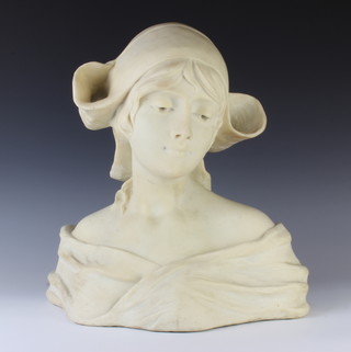 A resin head and shoulders portrait bust of a Dutch girl 39cm h x 40cm x 18cm 