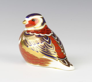A Royal Crown Derby Imari pattern paperweight in the form of a bird with gold stopper 9cm 