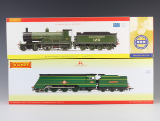 A Hornby OO gauge locomotive and tender R3434 Merchant Navy Class channel packet and 1 other R2690 Southern Railways class 9T locomotive and tender, boxed  