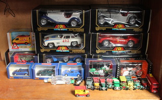 Six Burago model cars boxed and various other model cars 