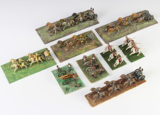 9 "Napoleonic" models French Artillerymen, horse drawn gun carriages, gun placements etc  