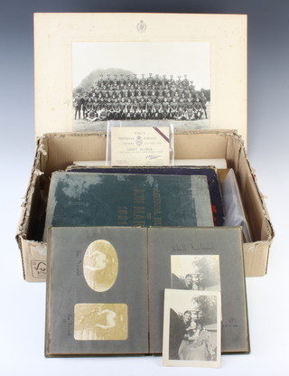 A black and white group photograph of B Company Artists Rifles, Worthing 1935 together with 2 black and white photograph albums and various ephemera 