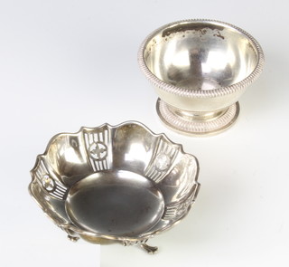 A circular silver table salt London 1962 together with a bon bon dish 112 grams