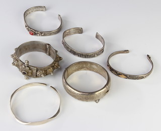 A silver bangle and 5 others 185 grams