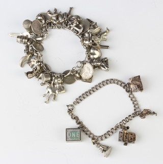 Two silver charm bracelets 112 grams