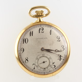 An 18ct yellow gold Tiffany and Co dress pocket watch with seconds at 6 o'clock 