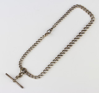 A silver Albert with T bar and clasp, 50 grams