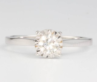 An 18ct white gold single stone diamond ring approx. 0.27ct, size M