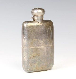 A silver hip flask with silver cup base, London 1934, 216 grams 14cm 