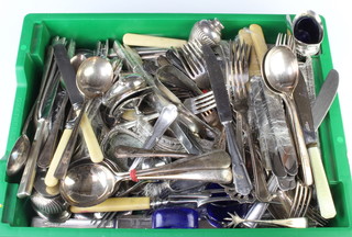 A quantity of silver plated cutlery, sugar nips etc 
